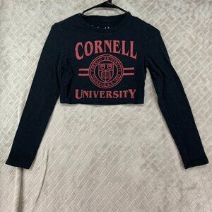 Cornell University Black Long Sleeve Crop Top